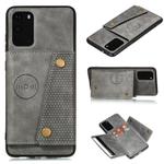 For Samsung Galaxy Note 20 Ultra Double Buckle PU + TPU Shockproof Magnetic Protective Case with Card Slot & Holder(Grey)