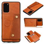 For Samsung Galaxy Note 20 Ultra Double Buckle PU + TPU Shockproof Magnetic Protective Case with Card Slot & Holder(Brown)