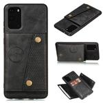 For Samsung Galaxy Note 20 Ultra Double Buckle PU + TPU Shockproof Magnetic Protective Case with Card Slot & Holder(Black)