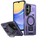 For Samsung Galaxy A15 Shield Hollow Frame Holder MagSafe Phone Case(Purple)