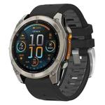 For Garmin Fenix 8 AMOLED 43mm Silver Steel Buckle Quick Release Silicone Watch Band(Black Gray)