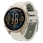 For Garmin Fenix 8 AMOLED 43mm Silver Steel Buckle Quick Release Silicone Watch Band(Sand Gray)