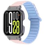 For Redmi Watch 5 / Watch 4 Metal Black Frame Integrated I-shaped Magnetic Silicone Watch Band(Pink Blue)