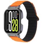 For Redmi Watch 5 / Watch 4 Metal Black Frame Integrated I-shaped Magnetic Silicone Watch Band(Orange Black)