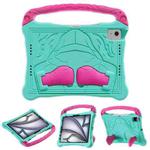 For iPad Air 11 2024 /  2025 Boxing Series Kickstand EVA Shockproof Tablet Case with Shoulder Strap(Mint Rose Red)
