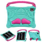 For iPad Pro 11 2024 Boxing Series Kickstand EVA Shockproof Tablet Case with Shoulder Strap(Mint Rose Red)