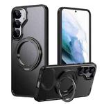 For Samsung Galaxy S25 5G Frosted 360 Degree MagSafe Magnetic Holder Phone Case(Black)