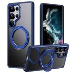 For Samsung Galaxy S25 Ultra 5G Frosted 360 Degree MagSafe Magnetic Holder Phone Case(Blue)