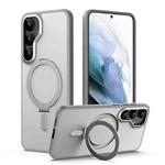 For Samsung Galaxy S25+ 5G MagSafe Airbag Shockproof Frosted Phone Case with Fold Holder(Grey)
