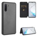For Samsung Galaxy Note10 Carbon Fiber Texture Horizontal Flip TPU + PC + PU Leather Case with Card Slot(Black)