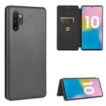 For Samsung Galaxy Note10 Plus Carbon Fiber Texture Horizontal Flip TPU + PC + PU Leather Case with Card Slot(Black)