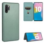 For Samsung Galaxy Note10 Plus Carbon Fiber Texture Horizontal Flip TPU + PC + PU Leather Case with Card Slot(Green)