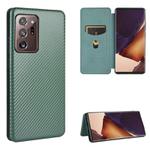 For Samsung Galaxy Note20 Ultra Carbon Fiber Texture Horizontal Flip TPU + PC + PU Leather Case with Card Slot(Green)