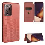 For Samsung Galaxy Note20 Ultra Carbon Fiber Texture Horizontal Flip TPU + PC + PU Leather Case with Card Slot(Brown)