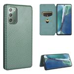 For Samsung Galaxy Note20  Carbon Fiber Texture Horizontal Flip TPU + PC + PU Leather Case with Card Slot(Green)