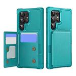 For Samsung Galaxy S24 Ultra 5G Horizontal Flip Card Bag Holder Leather Phone Case(Cyan Green)