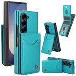 For Samsung Galaxy Z Fold5 AwQuer RFID Vertical Flip Card Bag Holder Leather Phone Case(Green)