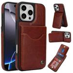 For iPhone 16 Pro Max AwQuer Vertical Flip Card Bag Holder Leather Phone Case(Brown)