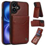 For iPhone 16 Plus AwQuer Vertical Flip Card Bag Holder Leather Phone Case(Brown)