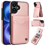 For iPhone 16 AwQuer Vertical Flip Card Bag Holder Leather Phone Case(Rose Gold)