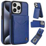 For iPhone 15 Pro AwQuer Vertical Flip Card Bag Holder Leather Phone Case(Blue)