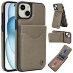 For iPhone 15 Plus AwQuer Vertical Flip Card Bag Holder Leather Phone Case(Grey)