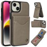 For iPhone 14 Plus AwQuer Vertical Flip Card Bag Holder Leather Phone Case(Grey)