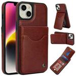 For iPhone 14 Plus AwQuer Vertical Flip Card Bag Holder Leather Phone Case(Brown)