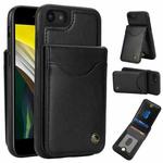 For iPhone 7 / 8 / SE 2022 AwQuer Vertical Flip Card Bag Holder Leather Phone Case(Black)