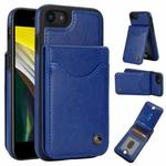 For iPhone 7 / 8 / SE 2022 AwQuer Vertical Flip Card Bag Holder Leather Phone Case(Blue)