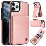For iPhone 11 Pro Max AwQuer Vertical Flip Card Bag Holder Leather Phone Case(Rose Gold)