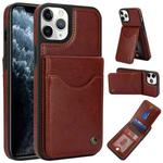 For iPhone 11 Pro Max AwQuer Vertical Flip Card Bag Holder Leather Phone Case(Brown)