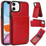 For iPhone 11 AwQuer Vertical Flip Card Bag Holder Leather Phone Case(Red)