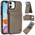 For iPhone 11 AwQuer Vertical Flip Card Bag Holder Leather Phone Case(Grey)