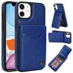 For iPhone 11 AwQuer Vertical Flip Card Bag Holder Leather Phone Case(Blue)
