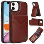 For iPhone 11 AwQuer Vertical Flip Card Bag Holder Leather Phone Case(Brown)