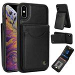 For iPhone X / XS AwQuer Vertical Flip Card Bag Holder Leather Phone Case(Black)