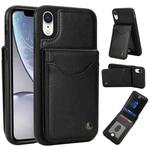 For iPhone XR AwQuer Vertical Flip Card Bag Holder Leather Phone Case(Black)