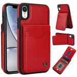 For iPhone XR AwQuer Vertical Flip Card Bag Holder Leather Phone Case(Red)