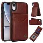 For iPhone XR AwQuer Vertical Flip Card Bag Holder Leather Phone Case(Brown)