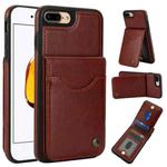 For iPhone 7 Plus / 8 Plus AwQuer Vertical Flip Card Bag Holder Leather Phone Case(Brown)