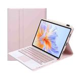 For Honor Pad V9 AH27-A Ultra-thin Detachable Bluetooth Keyboard Leather Tablet Case with Touchpad(Pink White)