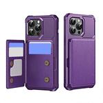 For iPhone 14 Pro Horizontal Flip Card Bag Holder Leather Phone Case(Purple)