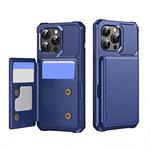 For iPhone 14 Pro Horizontal Flip Card Bag Holder Leather Phone Case(Dark Blue)