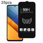 For Xiaomi Poco M6 4G 25pcs High Aluminum Large Arc Full Screen Tempered Glass Film