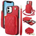 For iPhone 11 AwQuer Crossbody Zipper Wallet Bag Litchi Leather Phone Case(Red)