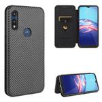 For Motorola Moto E(2020) Carbon Fiber Texture Horizontal Flip TPU + PC + PU Leather Case with Rope & Card Slot(Black)