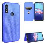 For Motorola Moto E(2020) Carbon Fiber Texture Horizontal Flip TPU + PC + PU Leather Case with Rope & Card Slot(Blue)