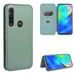 For Motorola Moto G Power Carbon Fiber Texture Horizontal Flip TPU + PC + PU Leather Case with Rope & Card Slot(Green)