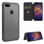 For Motorola Moto E6 Play Carbon Fiber Texture Horizontal Flip TPU + PC + PU Leather Case with Rope & Card Slot(Black)